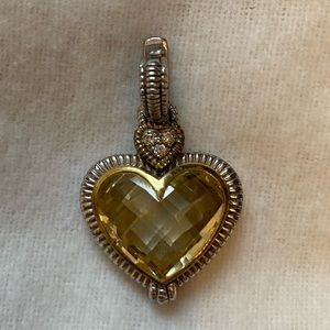 Judith Ripka Citrine heart with diamonds